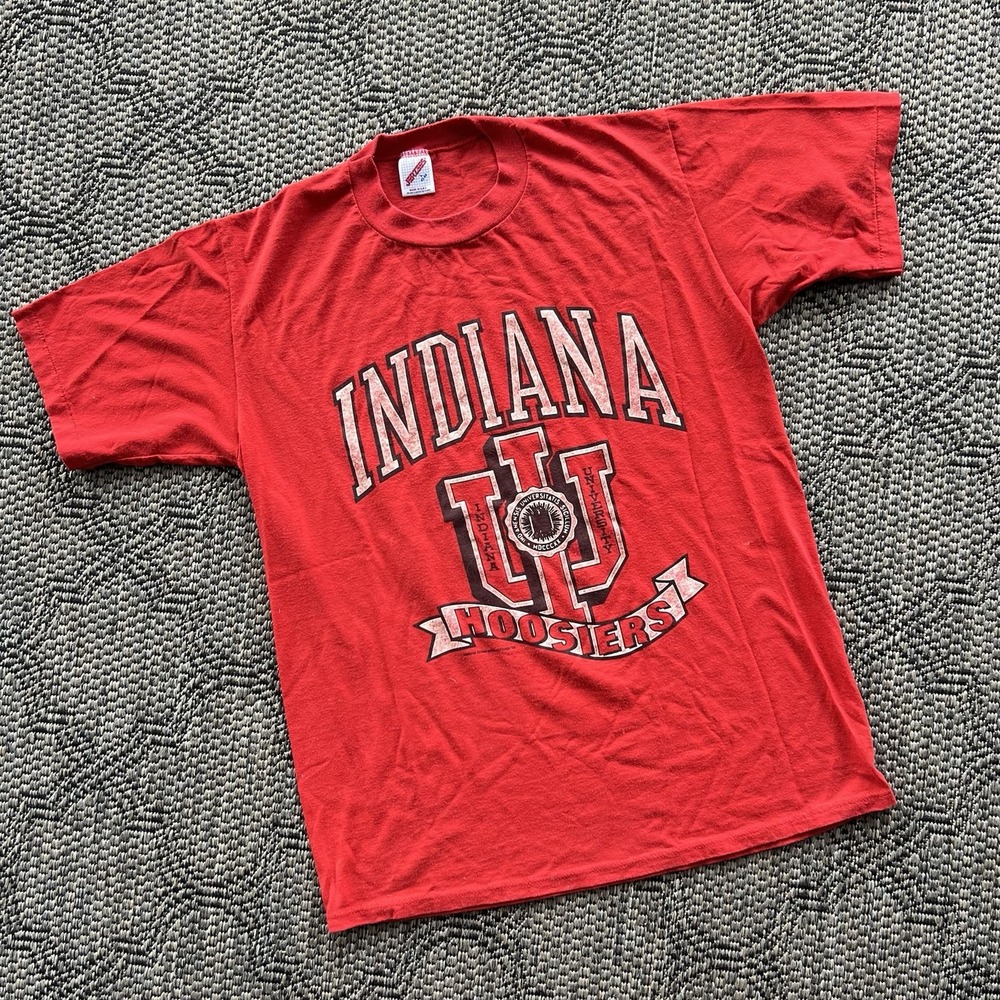 Vintage Indiana Hoosiers Shirt Men's Large Red 80s NCAA‎ College Basketball